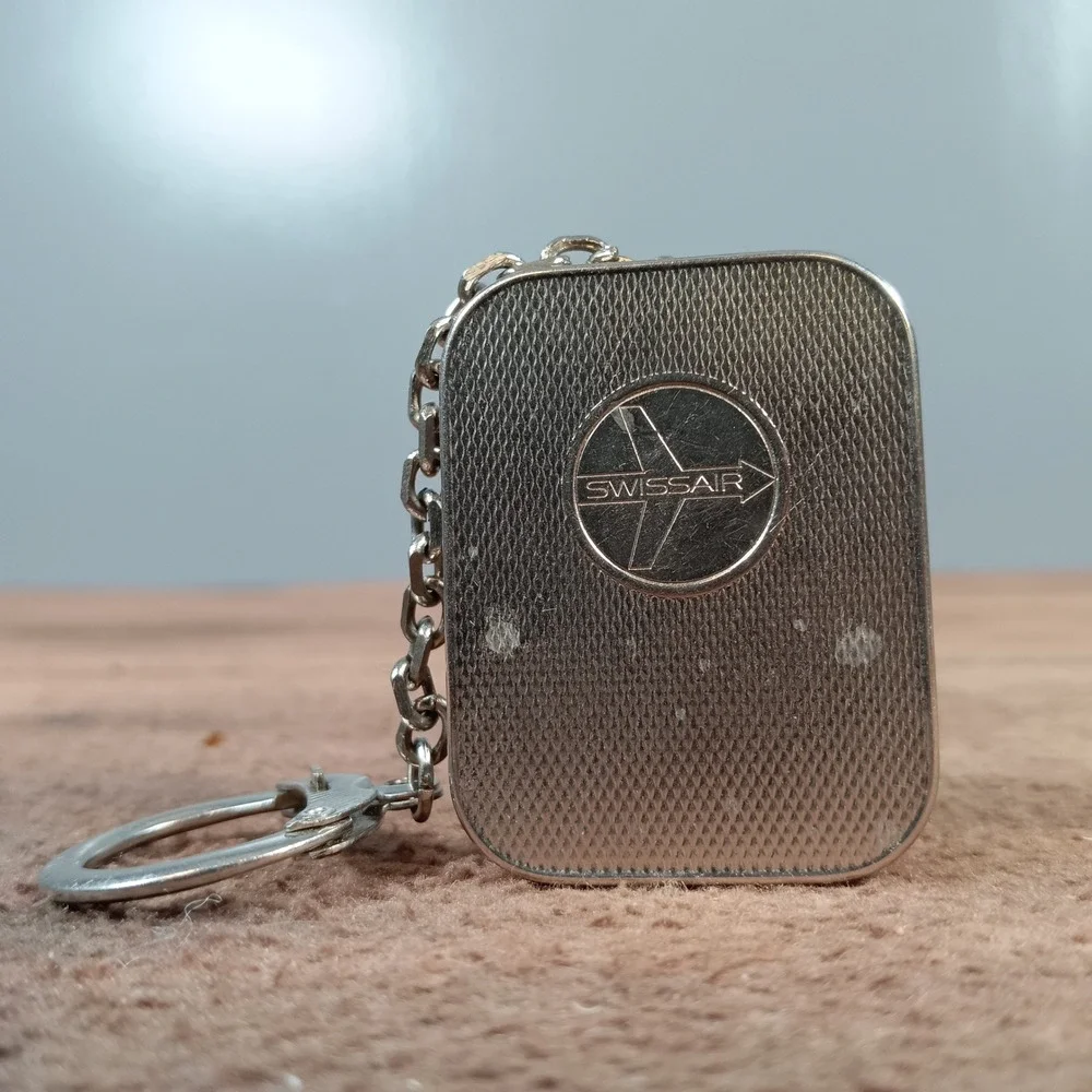 SWISSAIR Music Box Keychain Vintage Metal Mechanical Playing Melody